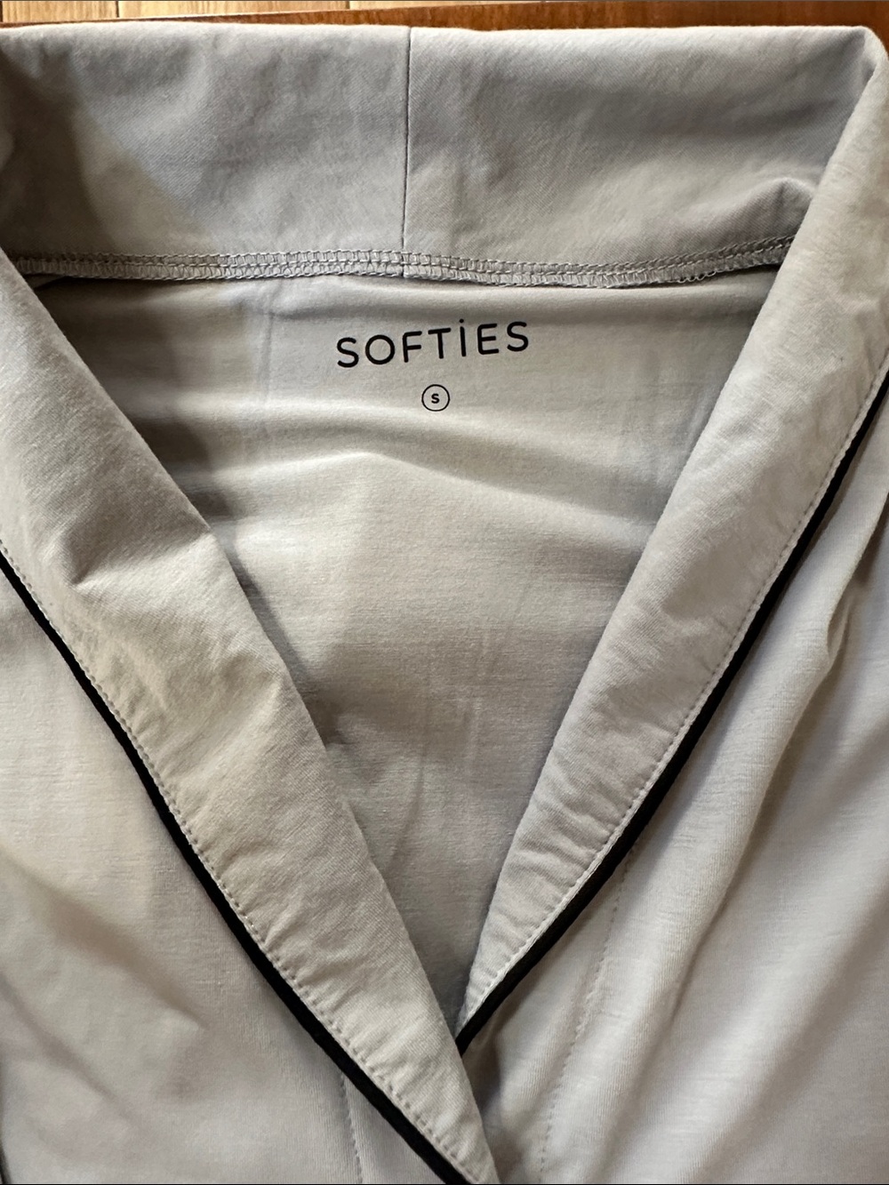 Softies Women's Light Gray Pajama Top with Black Piping